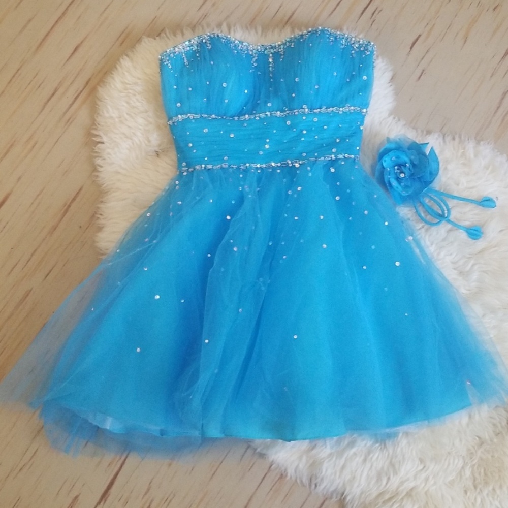 Mori Lee Turquoise Prom Dress
